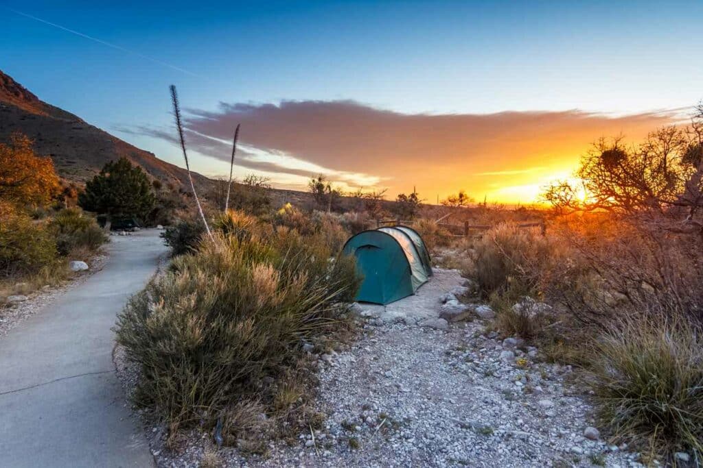 Sunrise after a night of camping in Guadalupe Mountains National Park, TX.