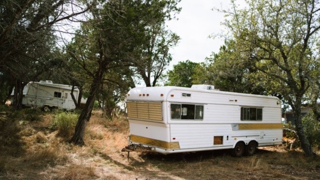rv stored outside with a full tank of gas
