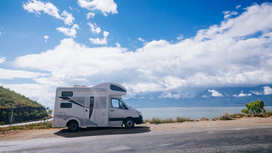 small rv on a road which may retain maximum value