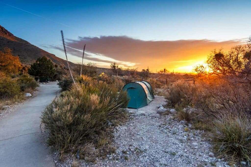 Sunrise after a night of camping in Guadalupe Mountains National Park, TX.