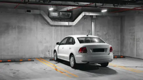 Car parked alone in underground garage